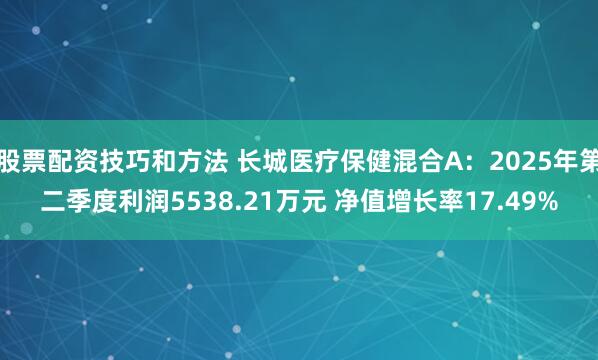 股票配资技巧和方法 长城医疗保健混合A：2025年第二季度利润5538.21万元 净值增长率17.49%